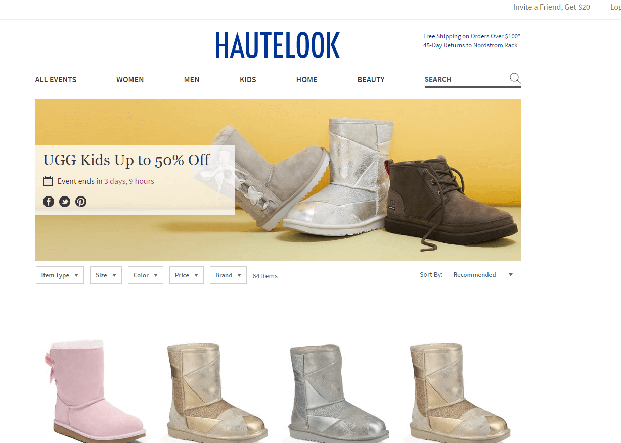 Hautelook优惠码2024 精选 UGG 童鞋低至5折促销满额免邮